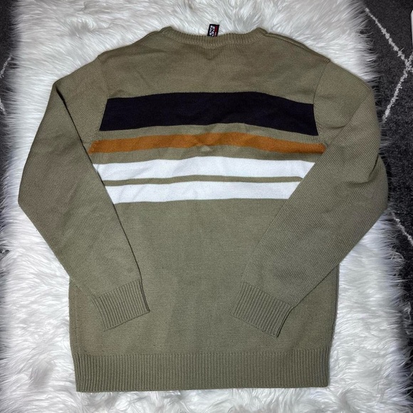 Willie Esco - vintage men’s 90’s olive striped embroidered graphic sweater - Picture 6 of 6